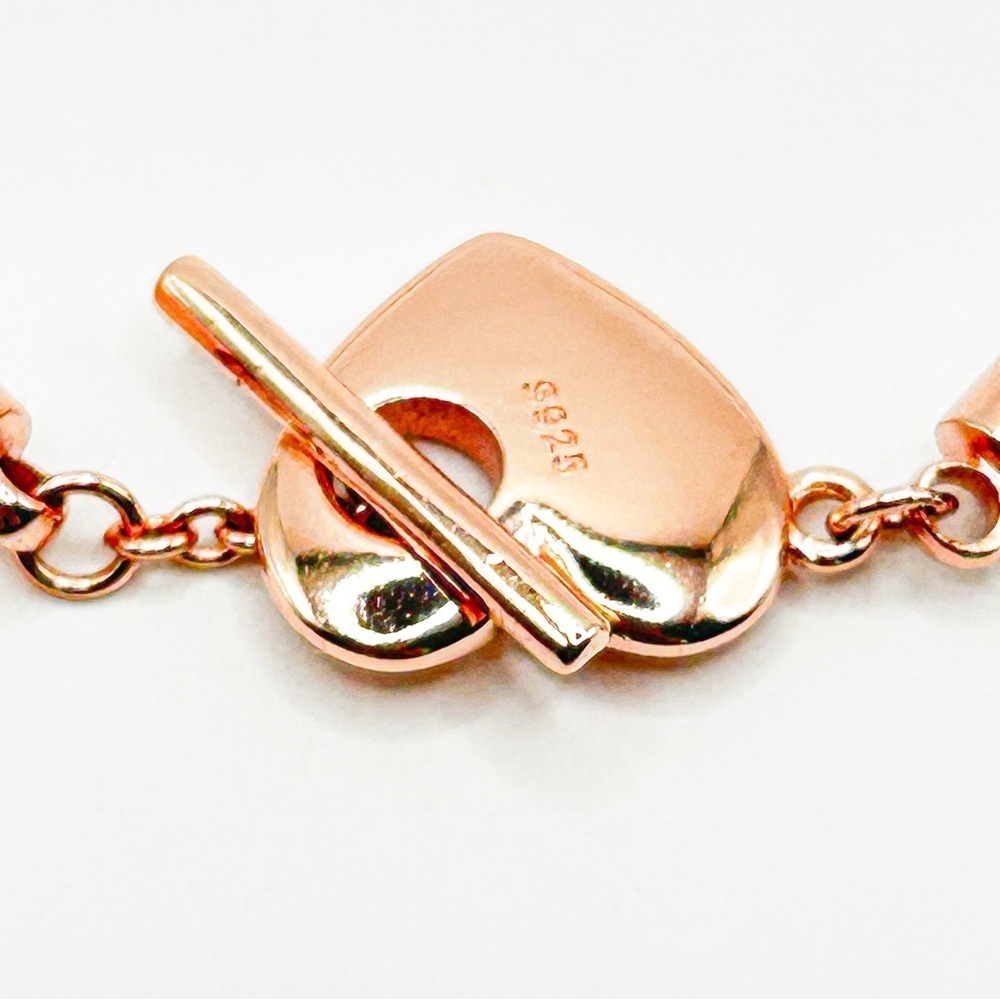 NWOT sterling silver, rose gold plated, heart charm bracelet 21cm